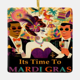 Ornamento De Cerâmica Festa de Cocktail Mardi Gras Retro Meados do Sécul