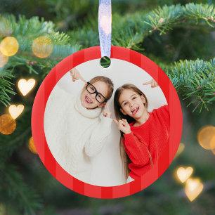 Ornamento De Cerâmica Festa de Foto Vermelha e Bonita de Natal