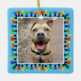 Ornamento De Cerâmica Festa de Fotografia Pessoal Luz Azul Dupla Face