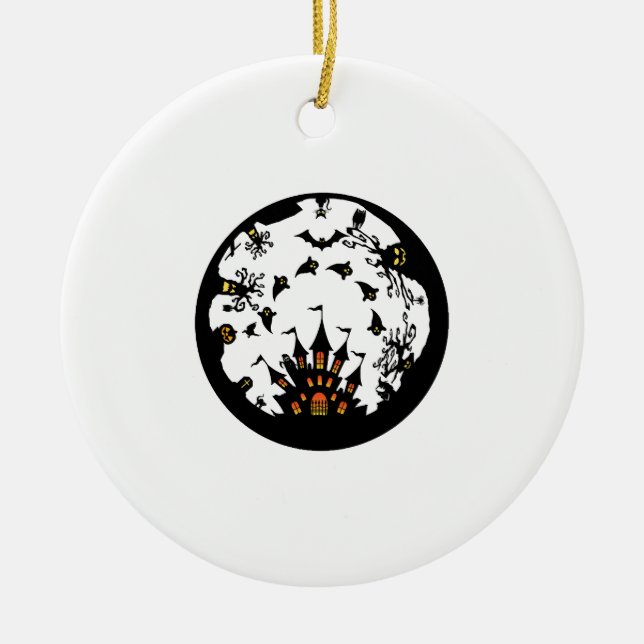Ornamento De Cerâmica Festa de Halloween (Frente)