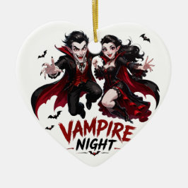 Ornamento De Cerâmica Festa de Halloween do Casal da Noite Vampira