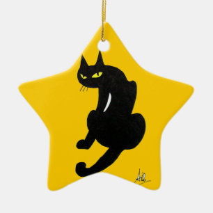 ORNAMENTO DE CERÂMICA FESTA DE HALLOWEEN DO GATO PRETO