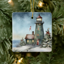 Ornamento De Cerâmica Festa de inverno personalizada natalícia náutica