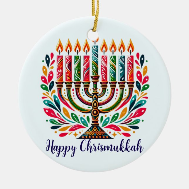 Ornamento De Cerâmica Festa de Luzes Hanukkah (Frente)