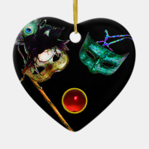 Ornamento De Cerâmica FESTA DE MASCARADA MARDI GRAS, Pedras Gem