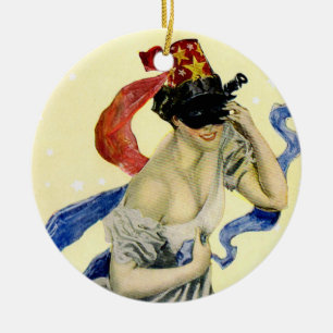 Ornamento De Cerâmica Festa de Mascarada Patriótica Vintage 4 de Julho