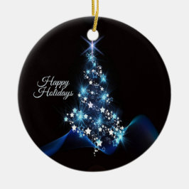 Ornamento De Cerâmica Festa de Natal Árvore Azul Brilhante Preto Elegant