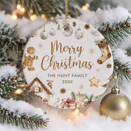 Ornamento De Cerâmica Festa de Natal com Aquarela Festiva