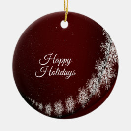 Ornamento De Cerâmica Festa de Natal Crystal Snowflakes Red Rustic