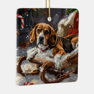 Ornamento De Cerâmica Festa de Natal do Cão Beagle
