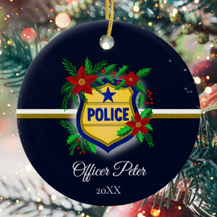 Ornamento De Cerâmica Festa de Natal Elegante da Polícia
