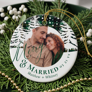 Ornamento De Cerâmica Festa de Natal Xadrez Verde Primeiro Natal Casados