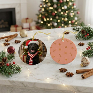 Ornamento De Cerâmica Festa Labrador Preto Feliz Natal