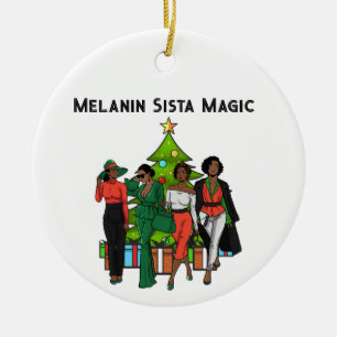 Ornamento De Cerâmica Festa Mágica da Rainha Melanina Sista Negra