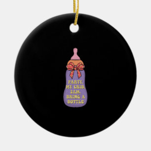 Ornamento De Cerâmica Festa meu berço 2am trazer uma garrafa