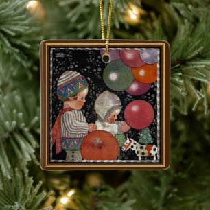 Ornamento De Cerâmica Festas de aniversário para crianças em vintage, ba