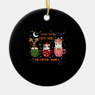 Ornamento De Cerâmica Festas de Natal Oferecem Unicorn Santa Hat