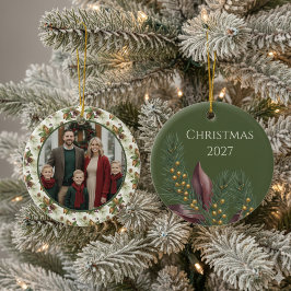 Ornamento De Cerâmica Festive Family Memories Ornament