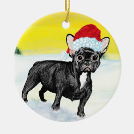 Ornamento De Cerâmica festive french bull dog