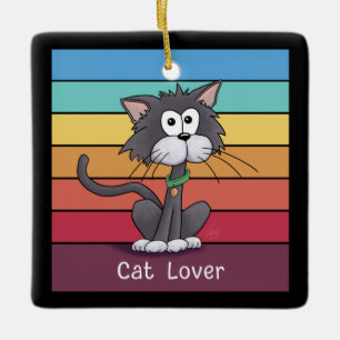 Ornamento De Cerâmica Festivo Cat Lover