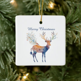 Ornamento De Cerâmica Festivo Reindeer Citação Feliz Natal