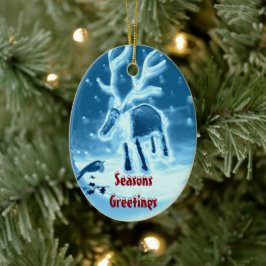 Ornamento De Cerâmica Festivo Reindeer Robin Seasonal