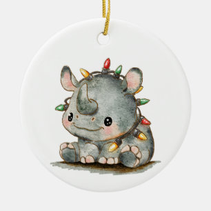 Ornamento De Cerâmica Festivo Rhino