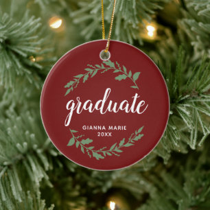 Ornamento De Cerâmica Festivo Wreath Personalizada Graduação