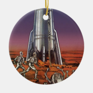 Ornamento De Cerâmica Ficção científica retrô, astronautas, alienígenas 
