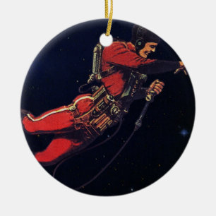 Ornamento De Cerâmica Ficção Científica Vintage Astronauta no Espaço Sid