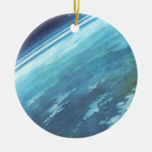 Ornamento De Cerâmica Ficção científica vintage, Terra à noite com estre