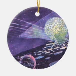 Ornamento De Cerâmica Ficção Científica Vintage, um Orbe Glowing com Ali
