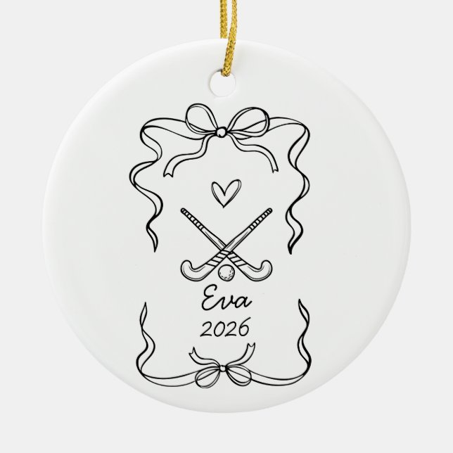 Ornamento De Cerâmica  Field Hockey Ornament, Christmas Coquette  (Frente)
