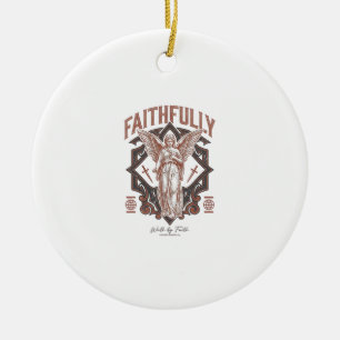 Ornamento De Cerâmica Fielmente Anjo Gravura Vintage Camiseta Cristã