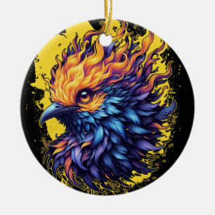 Ornamento De Cerâmica Fiery Phoenix Bird Art