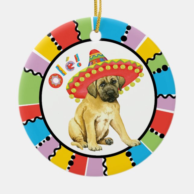 Ornamento De Cerâmica Fiesta Mastiff (Frente)