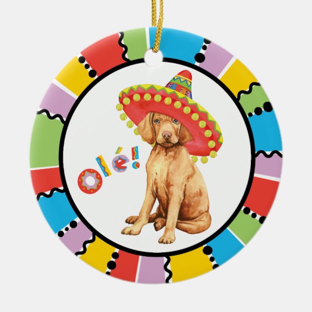 Ornamento De Cerâmica Fiesta Vizsla Cerâmica Ornament (Frente)