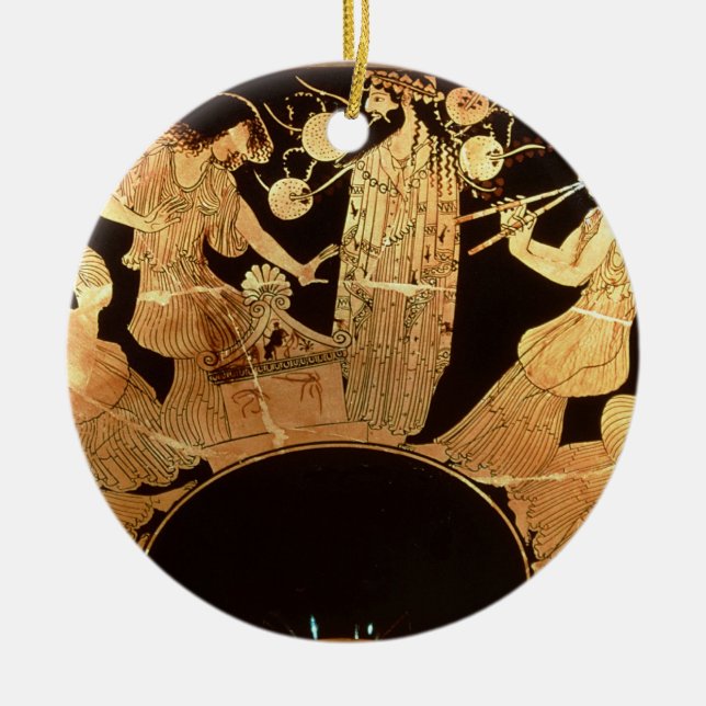 Ornamento De Cerâmica Figura vermelha kylix do sótão que descreve (Frente)