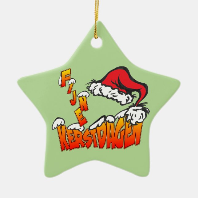 Ornamento De Cerâmica Fijne Kerstdagen encontrou Kerstmuts Ster Ornament (Frente)