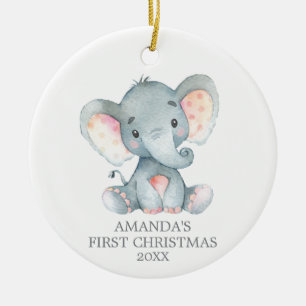 Ornamento De Cerâmica Filha de Elefante Bonito Primeira Cinza de Natal