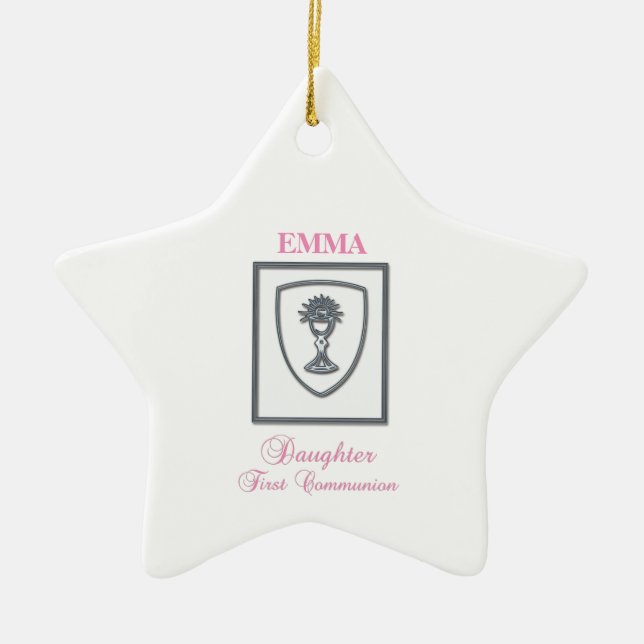 Ornamento De Cerâmica Filha, Primeira Comunhão Silver Chalice (Frente)