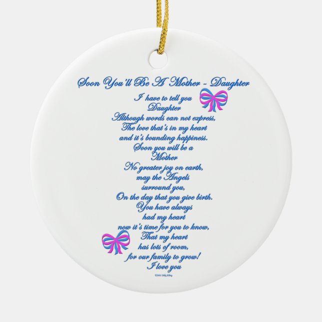 Ornamento De Cerâmica Filha que espera o ø bebê (Frente)