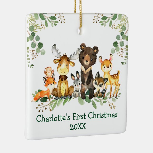 Ornamento De Cerâmica Filhinho Primeiro Natal Animais Russos Foto Verde (Direito )