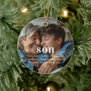 Ornamento De Cerâmica Filho   Presente de Natal com Foto Sentimental