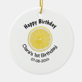 Ornamento De Cerâmica Filhos bebês primeiro aniversario lêmon fatia adic