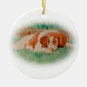Ornamento De Cerâmica Filhote de cachorro de Brittany