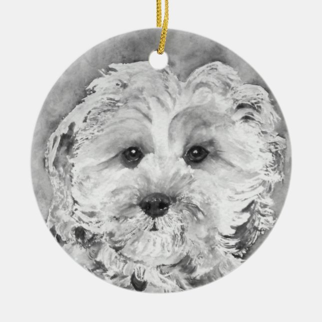 Ornamento De Cerâmica Filhote de cachorro de Cavapoo (Frente)
