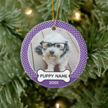 Filhote de Cachorro Natal Foto Bolinhas Roxo