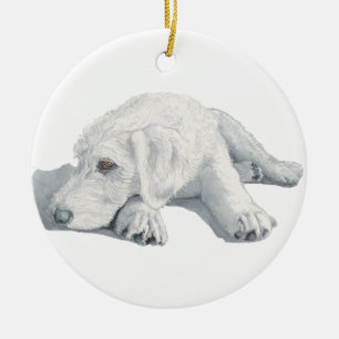 Ornamento De Cerâmica Filhote de cachorro sonolento de Labradoodle