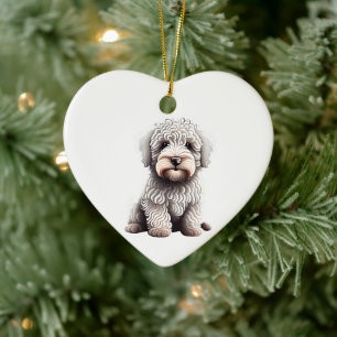 Ornamento De Cerâmica Filhote de Komondor Personalizado